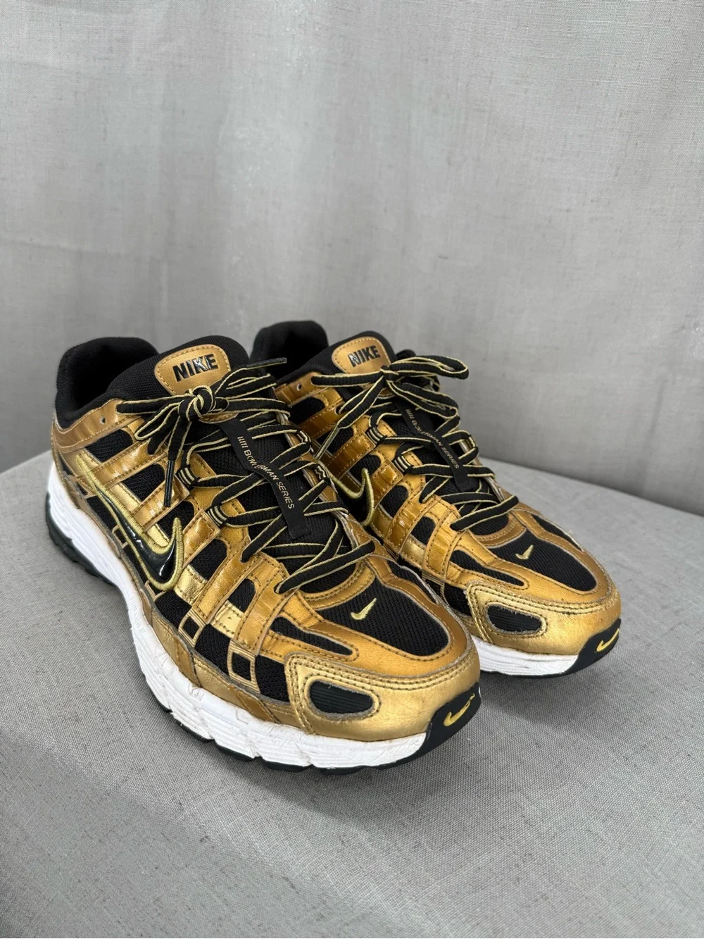 Nike P-6000 Running Shoes Black Metallic Infinite Gold HQ3030-700 Mens Size 9.5